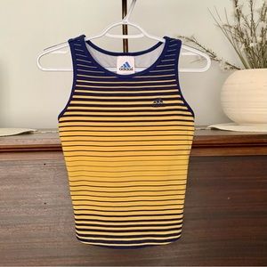 Adidas Vintage Blue and Yellow Striped Tank